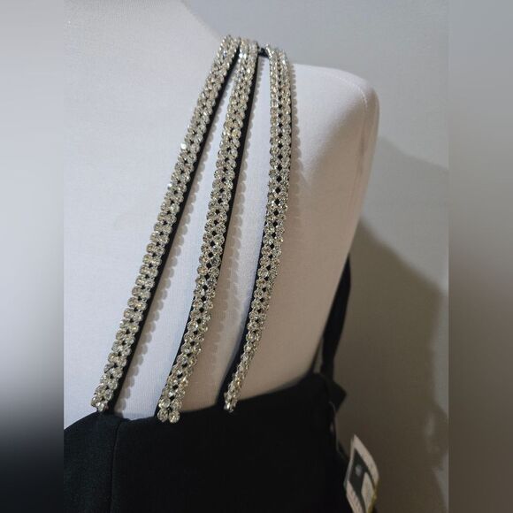 XSCAPE Rhinestone-Strap Cutout-Back Gown NWT Size 12 Black - Picture 6 of 7